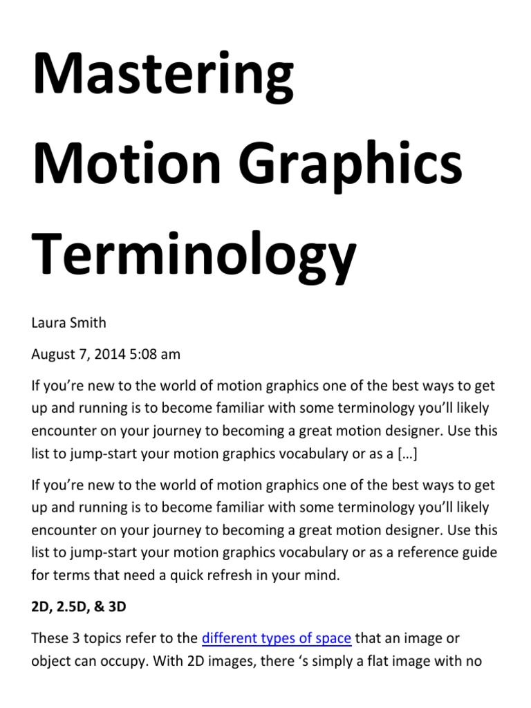 Mastering Motion Graphics Terminology PDF | PDF | Computer Graphics ...