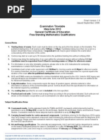 Examination Timetable May/June 2010 General Certificate of Education Free-Standing Mathematics Qualifications