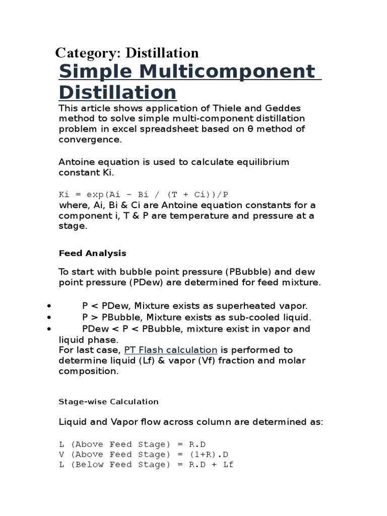 Distillation Using Excel | PDF | Distillation | Gases