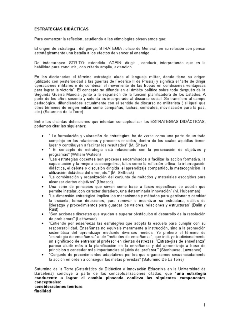 Estrategias Didácticas para el Aprendizaje | PDF | Aprendizaje ...