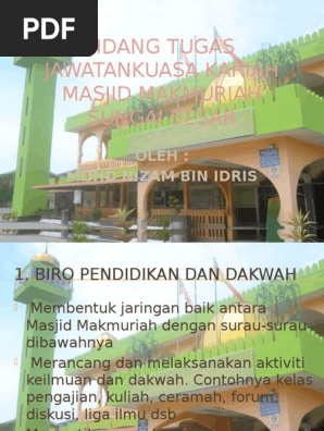 Bidang Tugas Ajk Masjid Makmuriah Pdf
