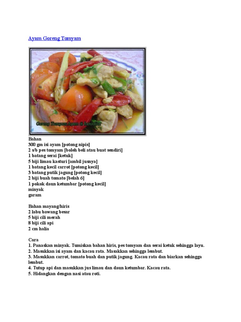 Ayam Goreng Tomyam Pdf