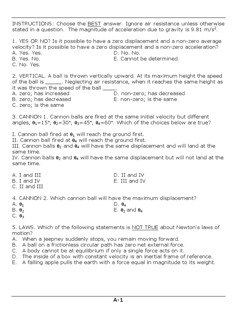 Physics Sample Finals | PDF | Collision | Rotation Around A Fixed Axis