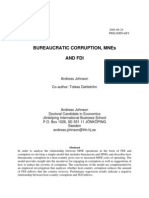 Bureaucratic Corruption, Mnes and Fdi: Andreas Johnson Co-Author: Tobias Dahlström