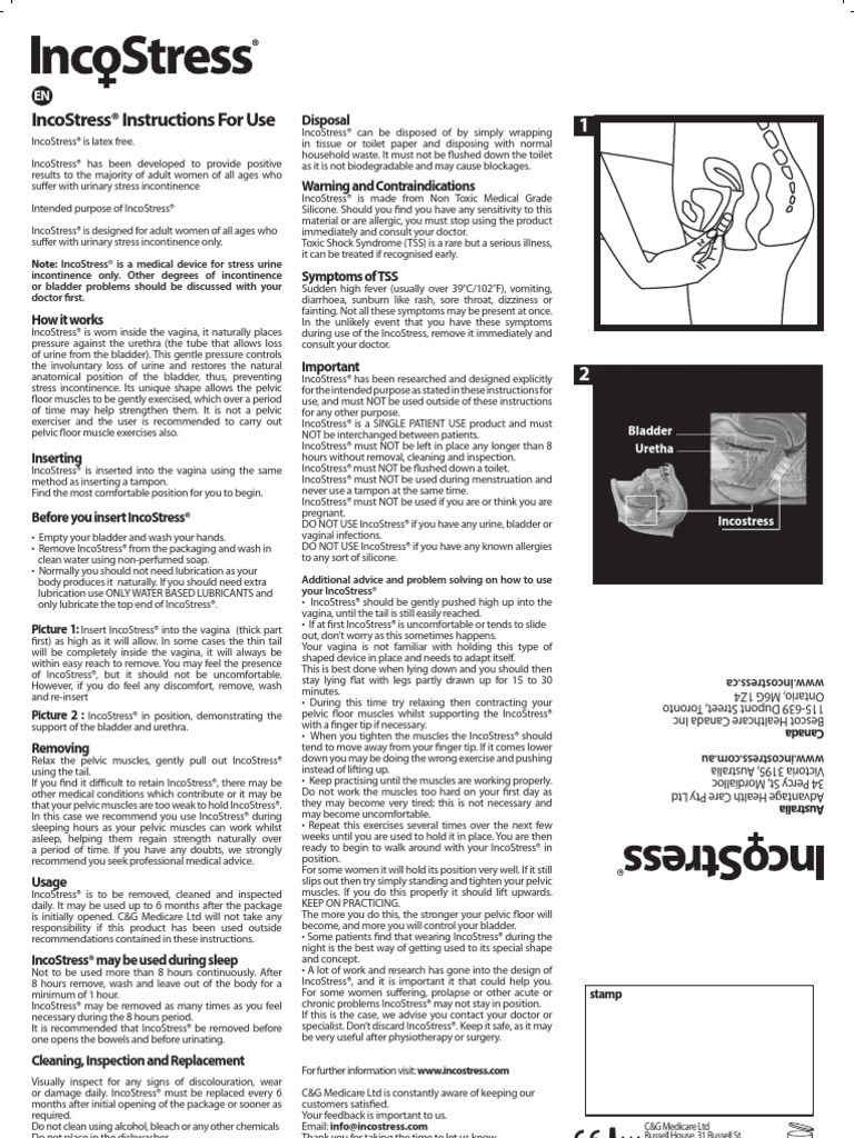 Instructions For Use - Incostress | PDF | Animal Physiology | Urinary ...