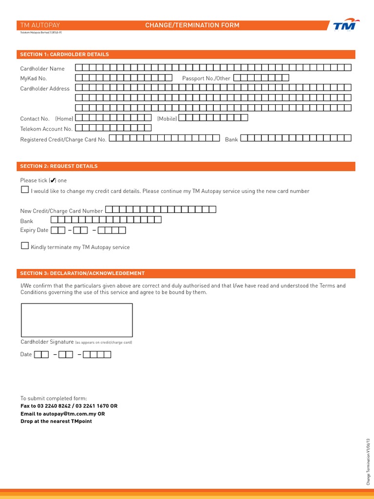 TM Autopay ChangeTermination Form PDF
