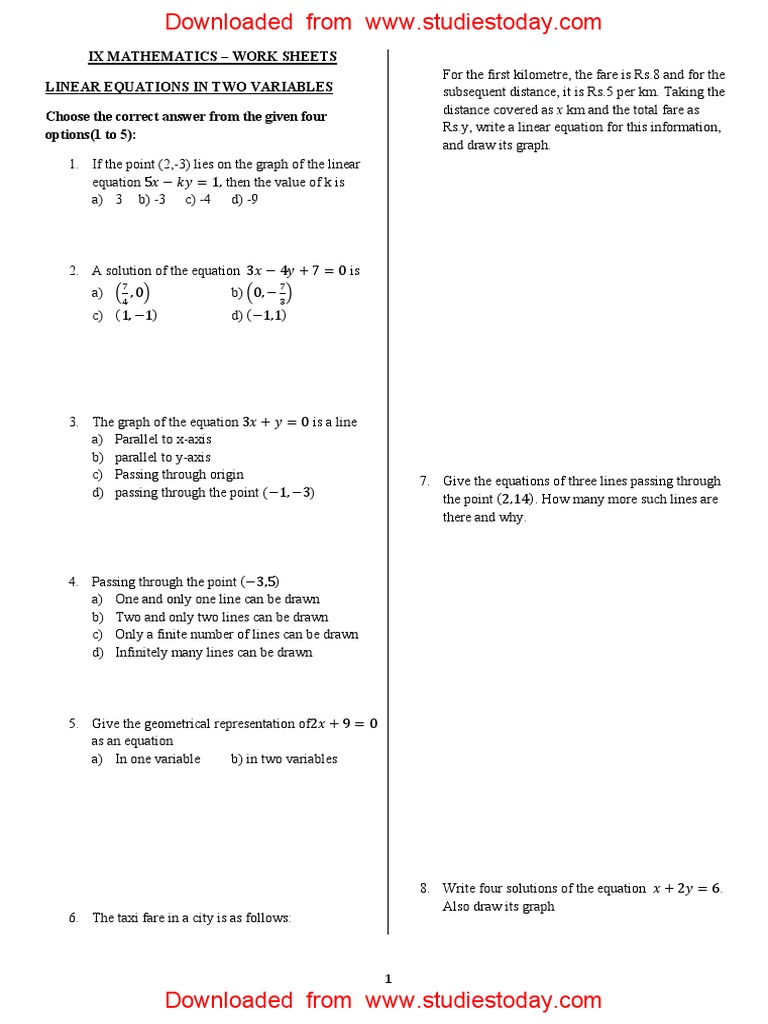 Class 9 Mathematics Revision Worksheets | PDF | Rectangle | Circle