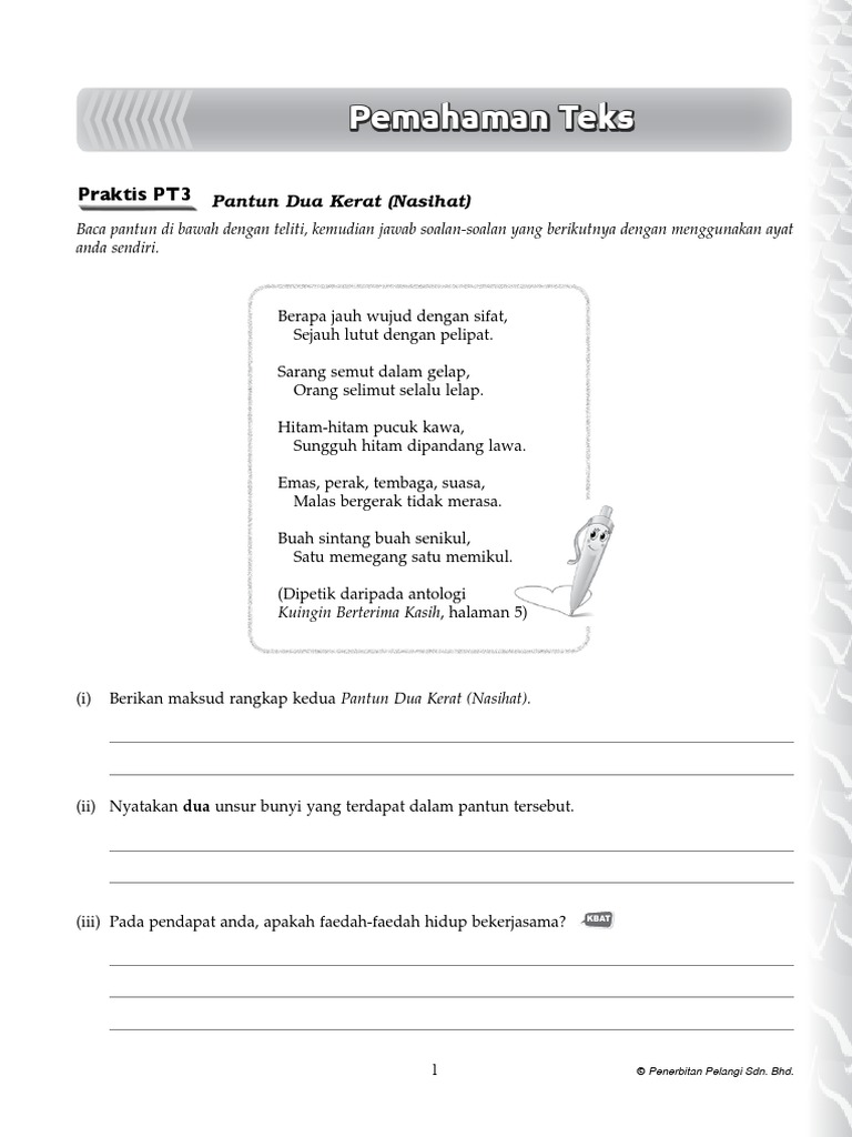 Pemahaman Teks Bahasa Melayu Pdf