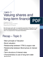 Topic 4: Valuing Shares and Long-Term Financing