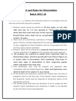 Format and Rules For Dissertation Batch 2011-16