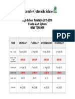 2015-16 Timetable For High School Options