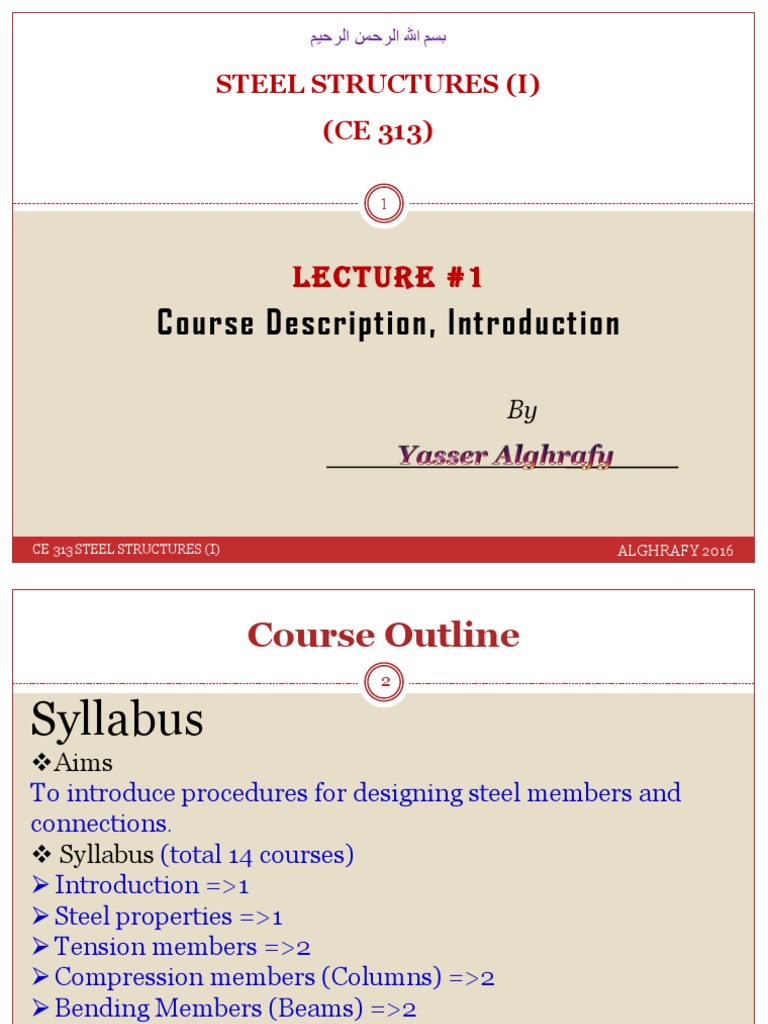 CE 313 Steel Structures Course Overview | PDF | Structural Engineering ...