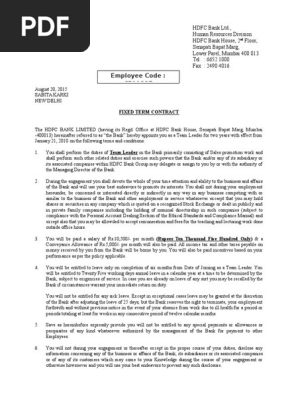 Hdfc Offer Letter Employment Banks