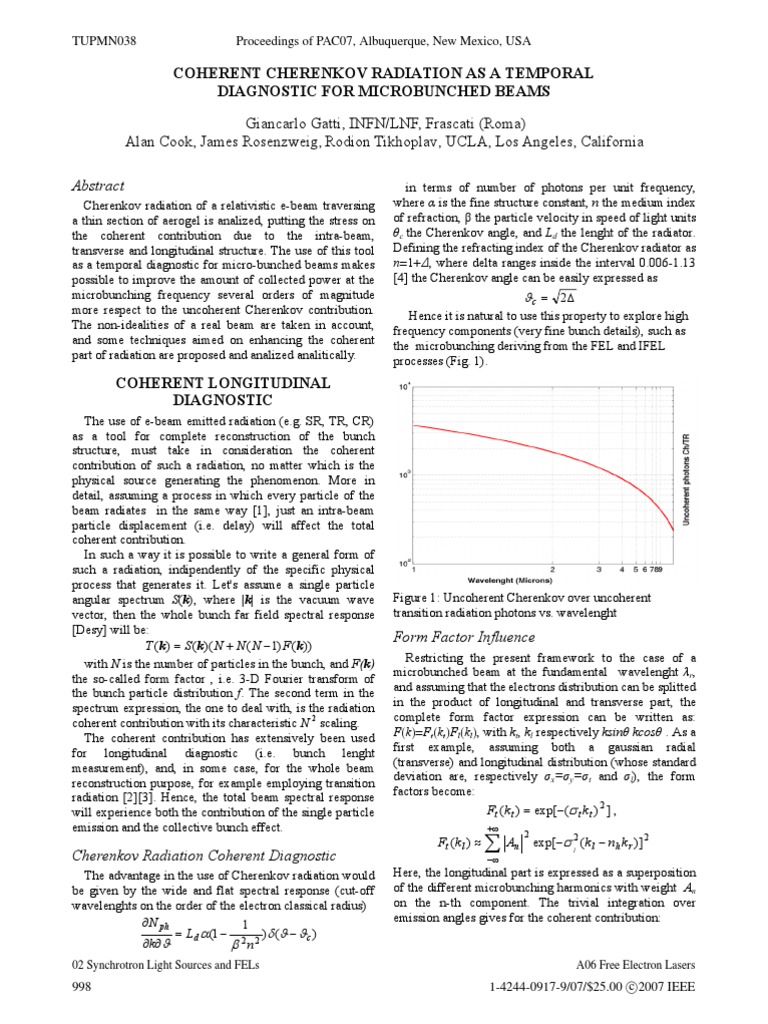 Cherenkov Radiation for Microbunched Beams | PDF | Coherence (Physics ...