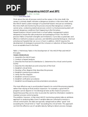 Haccp a toolkit for implementation