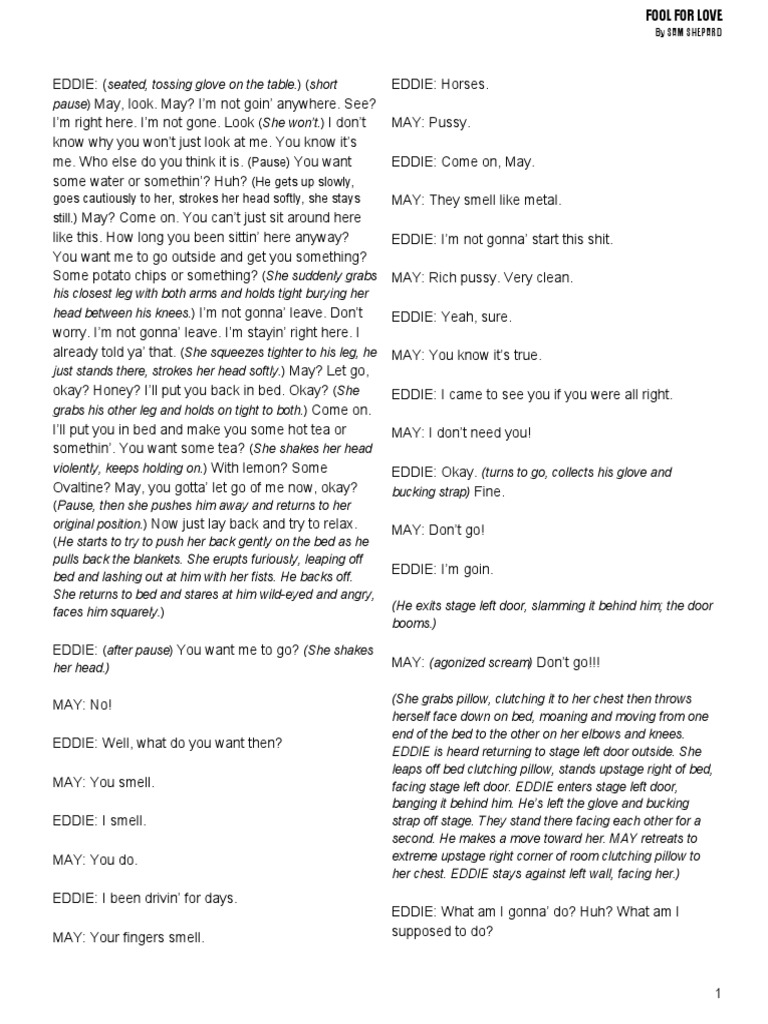 Fool For Love Script