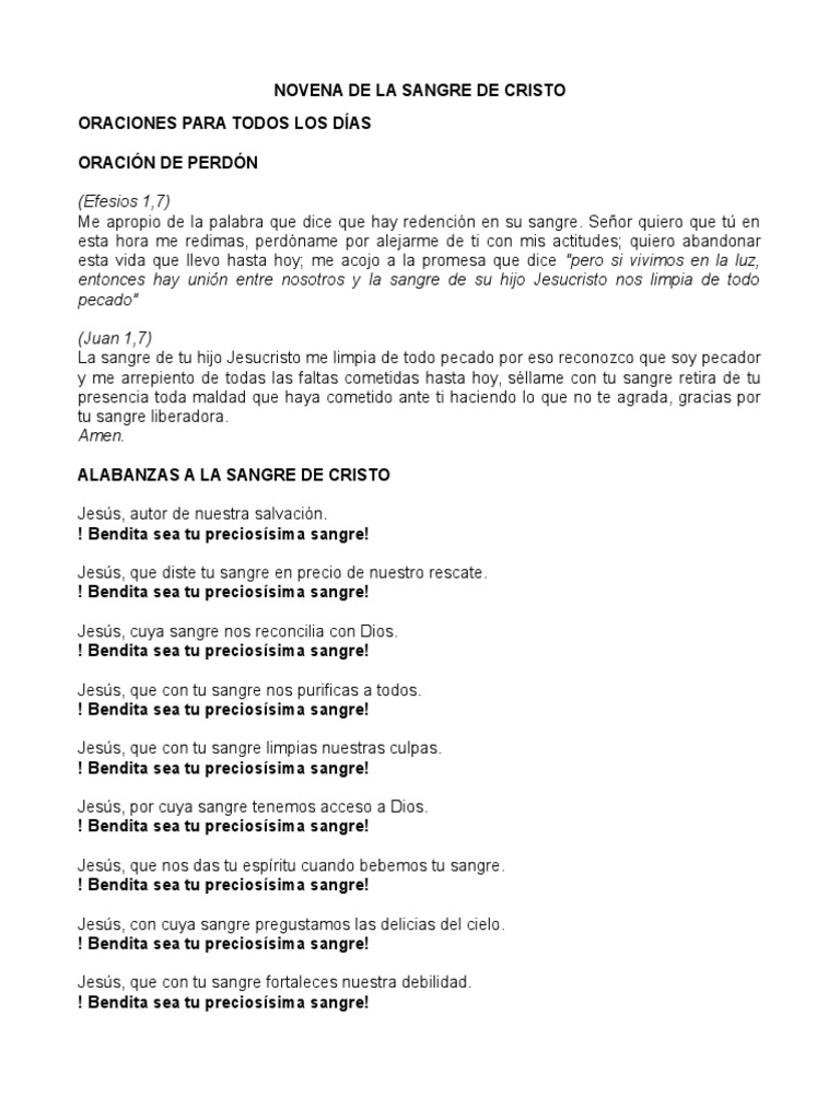 Novena a la Sangre de Cristo | PDF | Cristo (título) | eucaristía