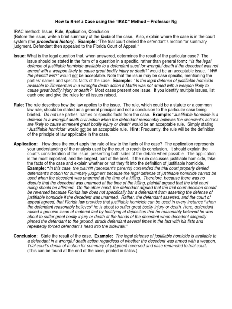 NG - How To A Brief of Case and Sample Hagan Case Brief  Brief