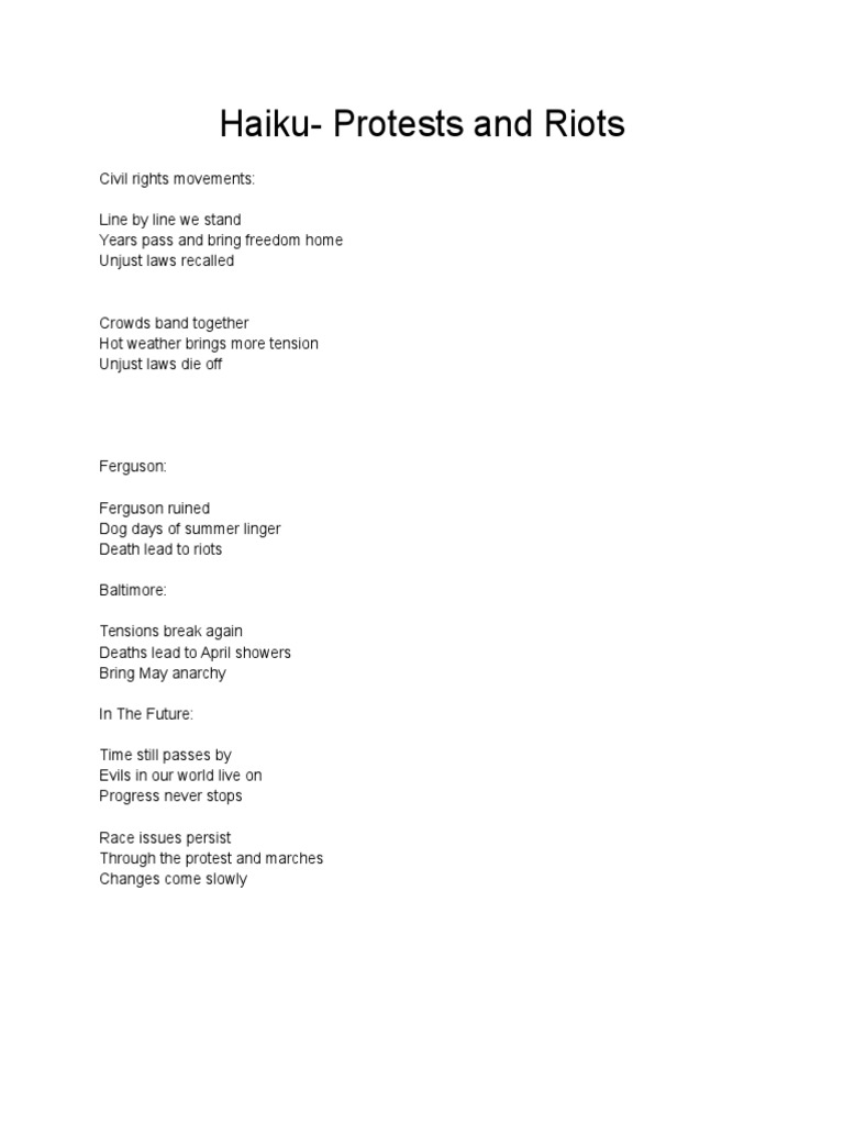 Haiku on Protests and Civil Rights | PDF