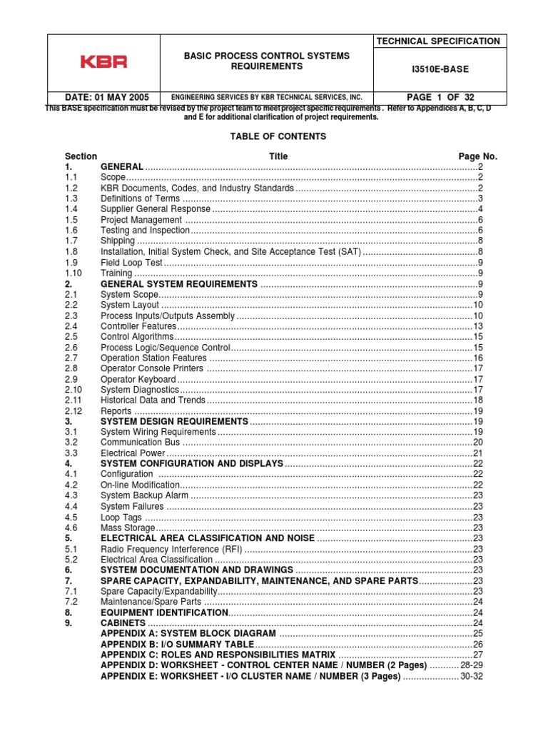 BPCS Technical Specification Requirements | PDF | Specification ...
