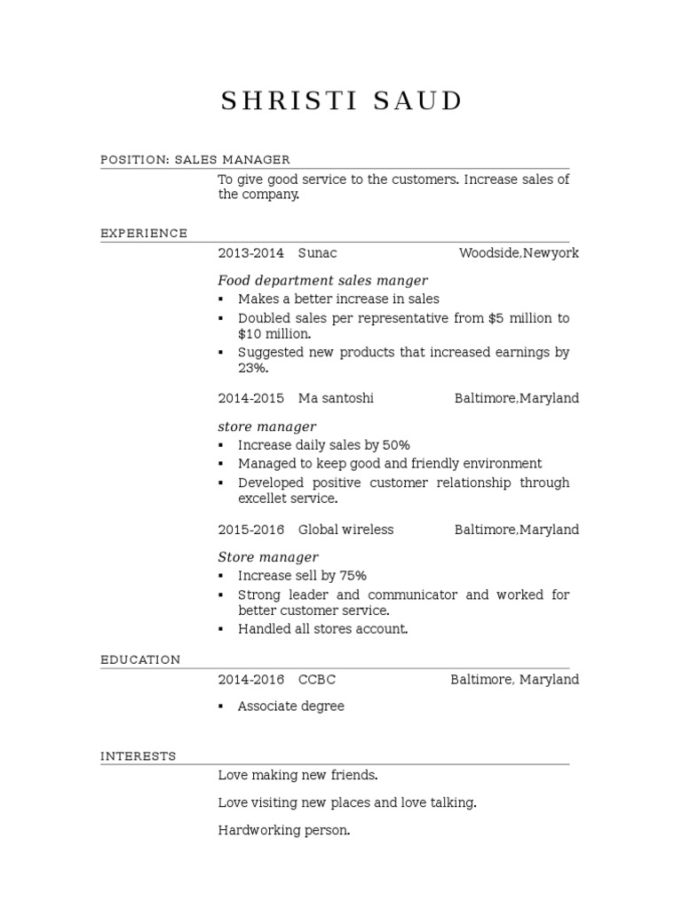 Sales Manager Resume Summary | PDF | Career & Growth