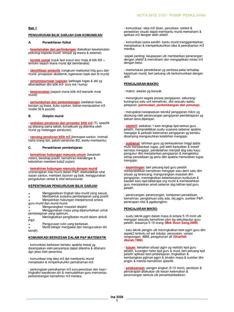 Nota Ringkas Untuk Mte 3173 | PDF