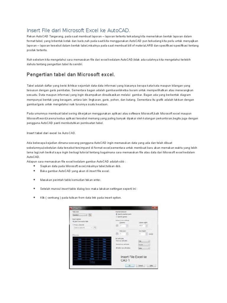 Membuat Data Link Ms Excel Ke Autocad vrogue.co