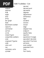 Math Vocabulary - List