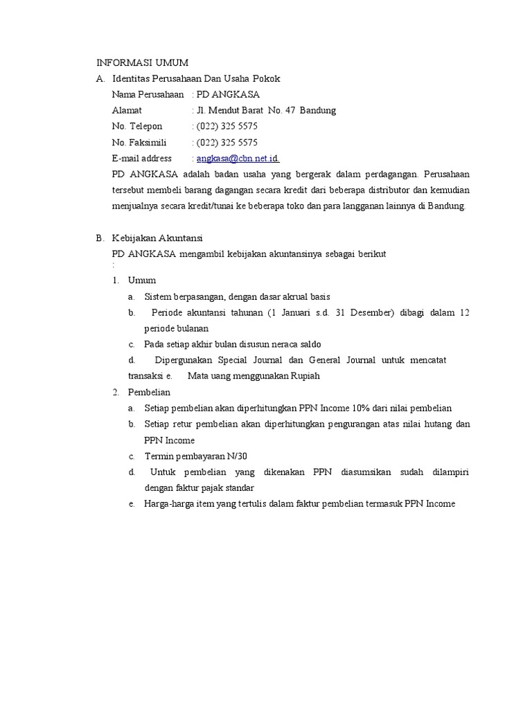 Contoh Soal Akuntansi Myob