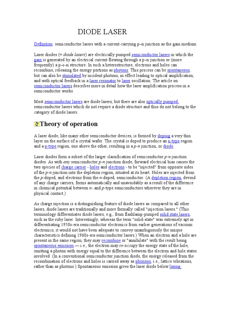 Diode Laser Theory of Operation PDF Laser Diode Laser