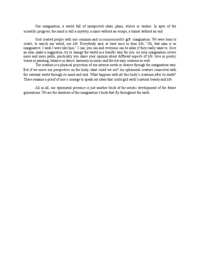 The Power of Imagination in Creation | PDF
