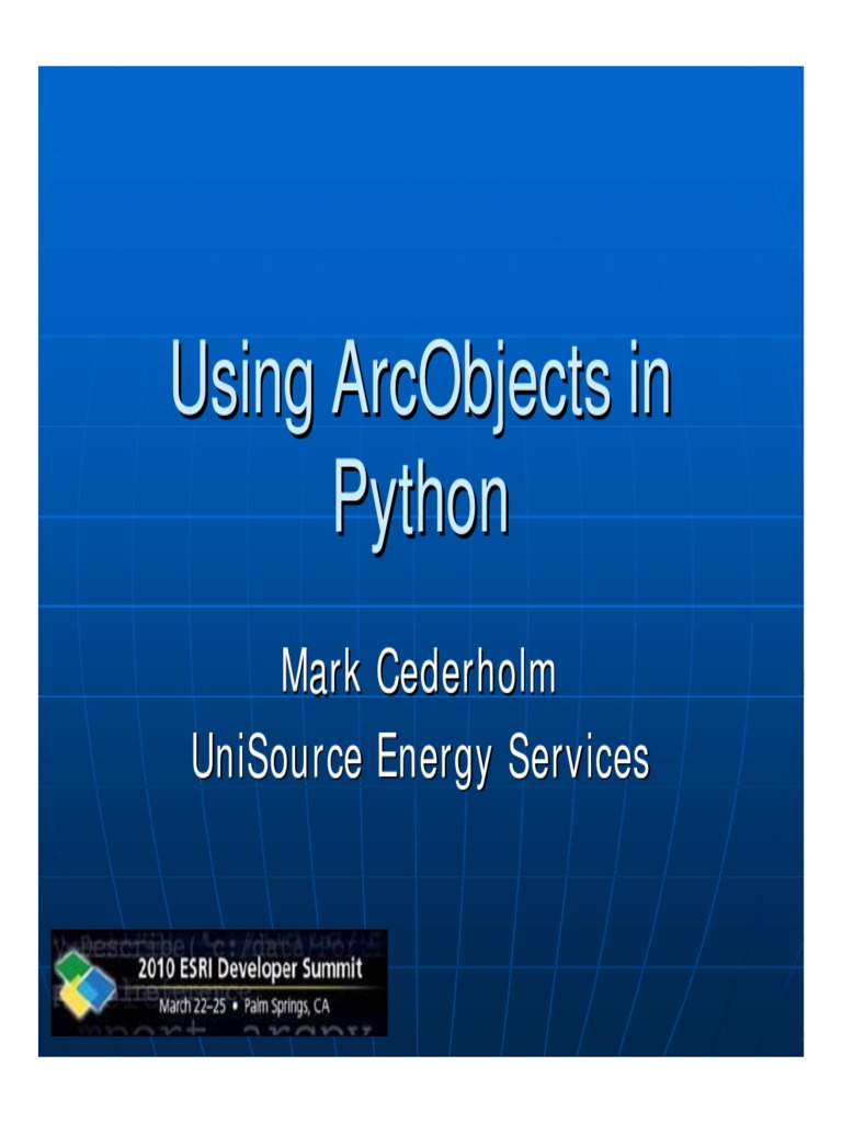 Using ArcObjects in Python Pierssen | PDF | Arc Gis | Computer Engineering
