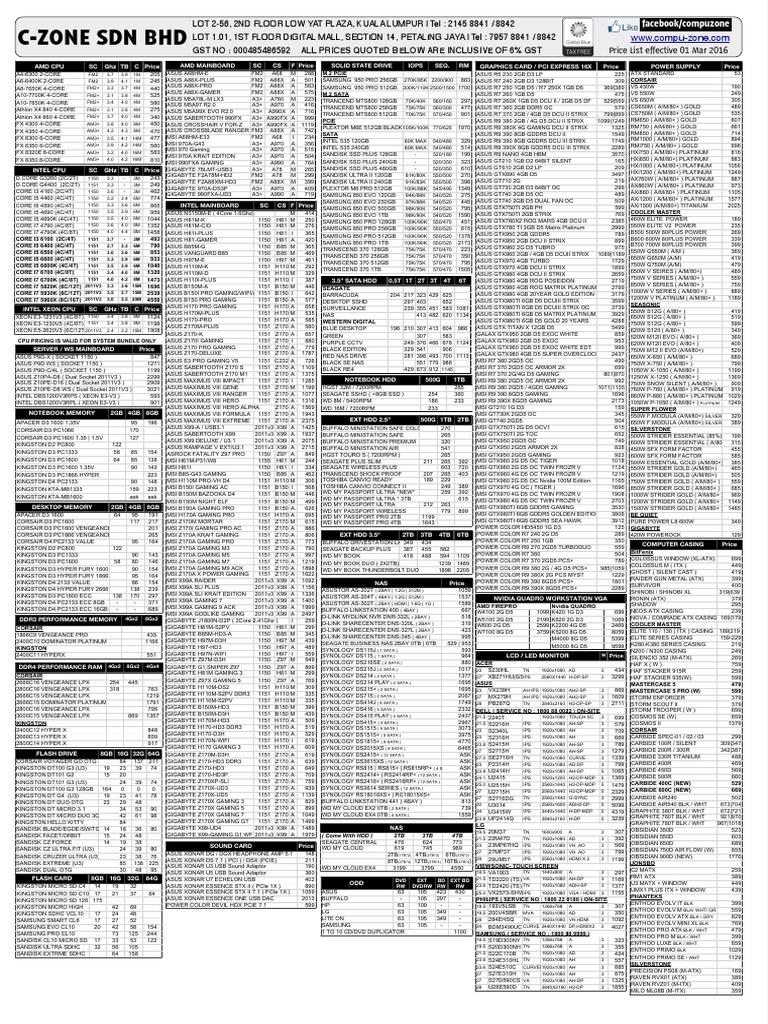 C-Zone Hardware Price List_9 | Wi Fi | Computer Hardware