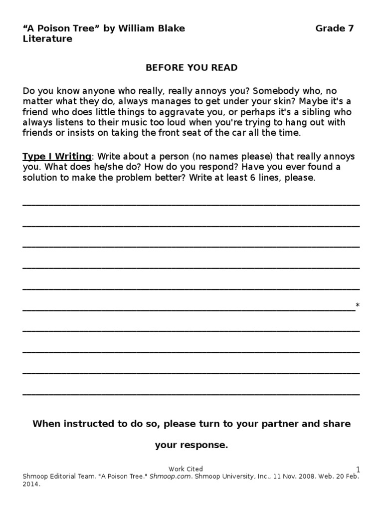 The poison tree poem picture