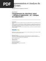 Aad 1526 11 l Engagement Du Chercheur Entre Ethique d Objectivite Et Ethique de Subjectivite