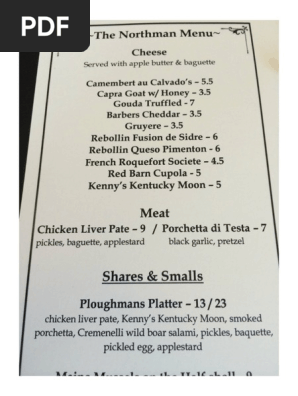 Northman Food Menu