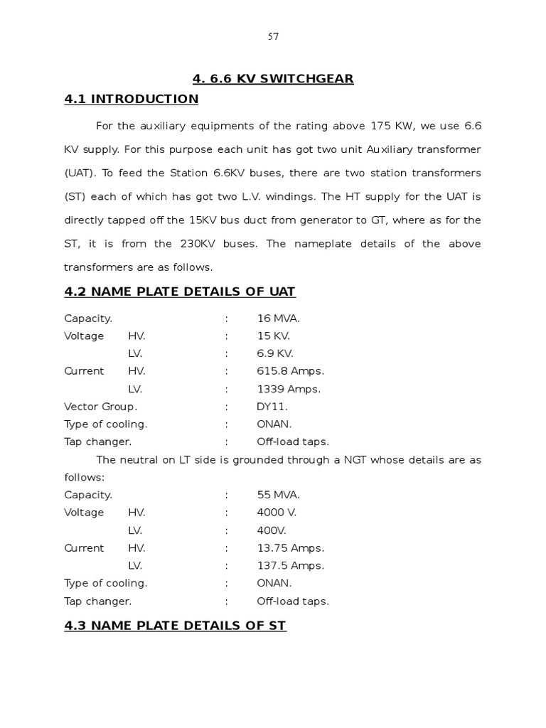 6.6 KV Switchgear Overview and Details | PDF | Electrical Connector ...