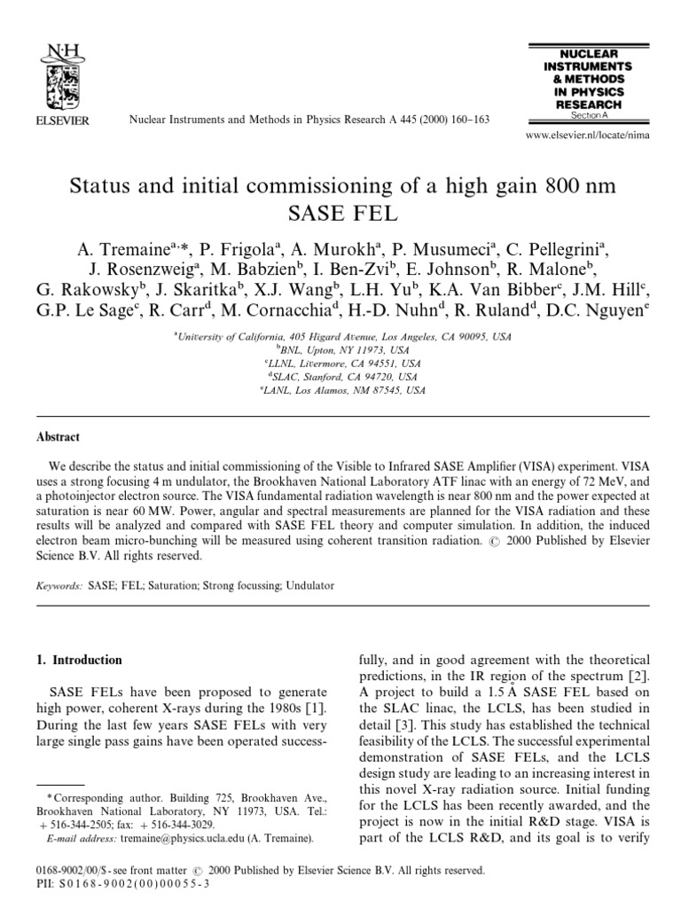 Initial Commissioning of 800 nm SASE FEL | PDF | Electron | Electrodynamics