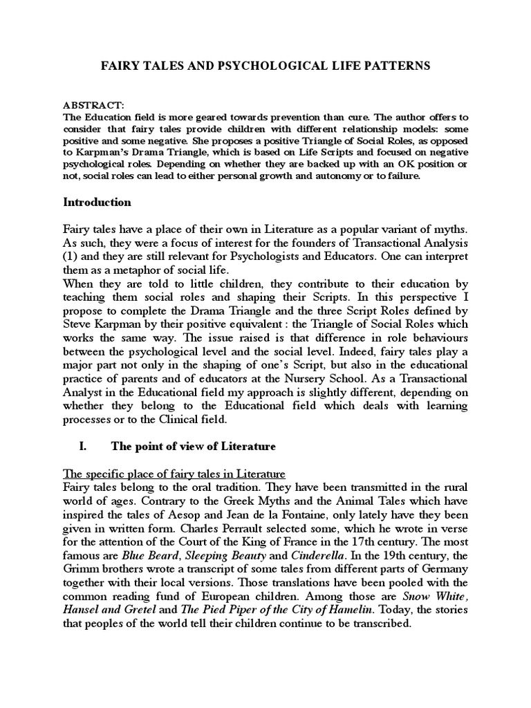 Fairy Tales and Social Role Models | PDF | Fairy Tales | Psychology
