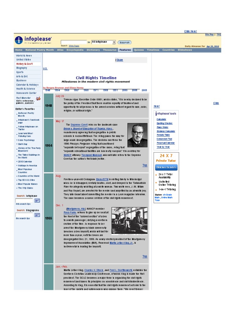 Historical Context Civil Rights Timeline | PDF | Student Nonviolent ...