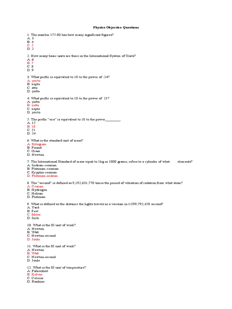 Questions and Answers Physics PDF Collision Lens (Optics)