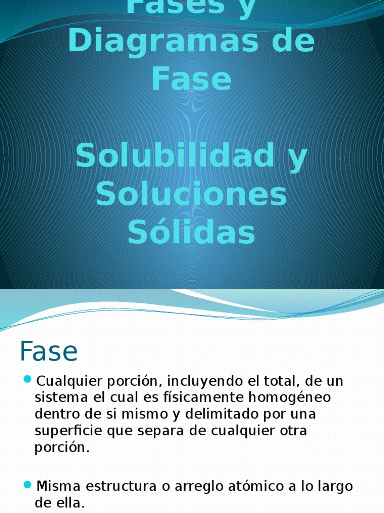 Fases y Diagramas de Fase - Solubilidad y Soluciones Sólidas | PDF