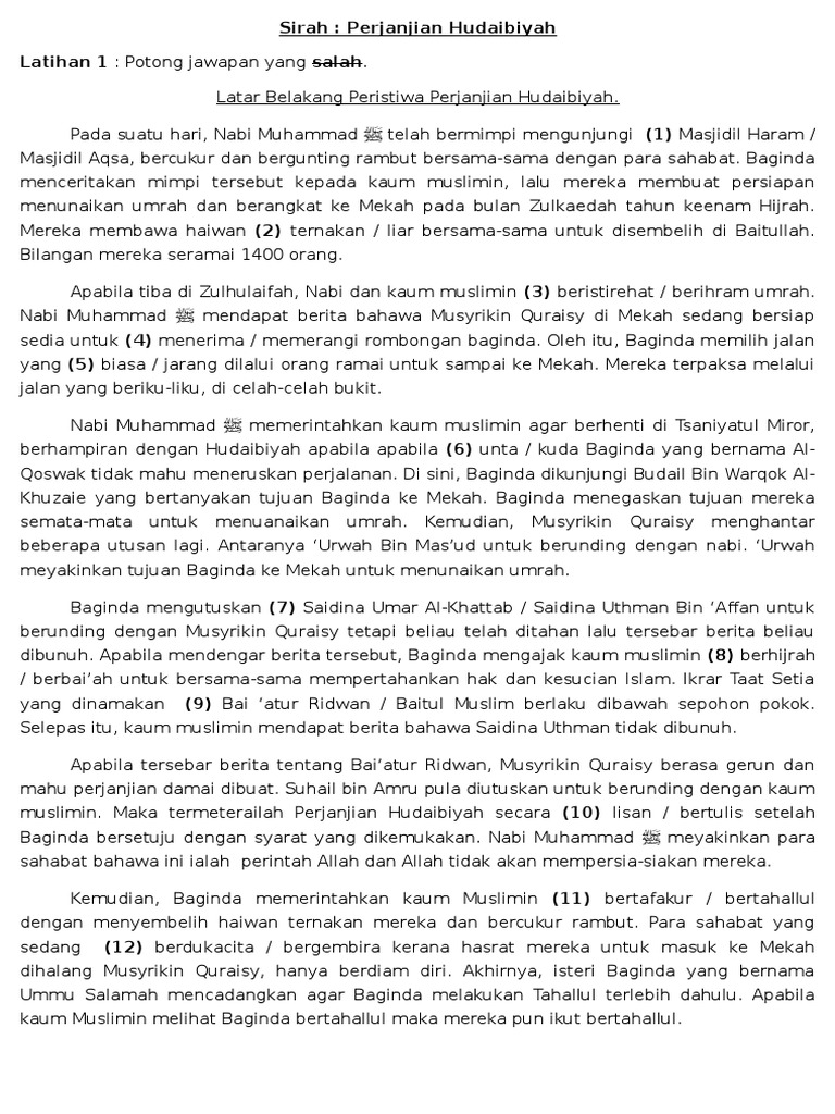 Perjanjian Hudaibiyah Ditulis Oleh Seorang Sahabat Yang Bernama Sekali