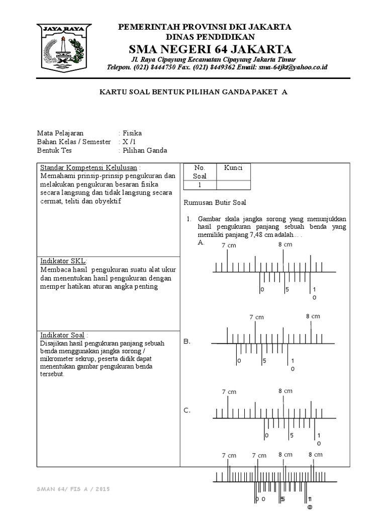 Kartu Soal us fisika sma