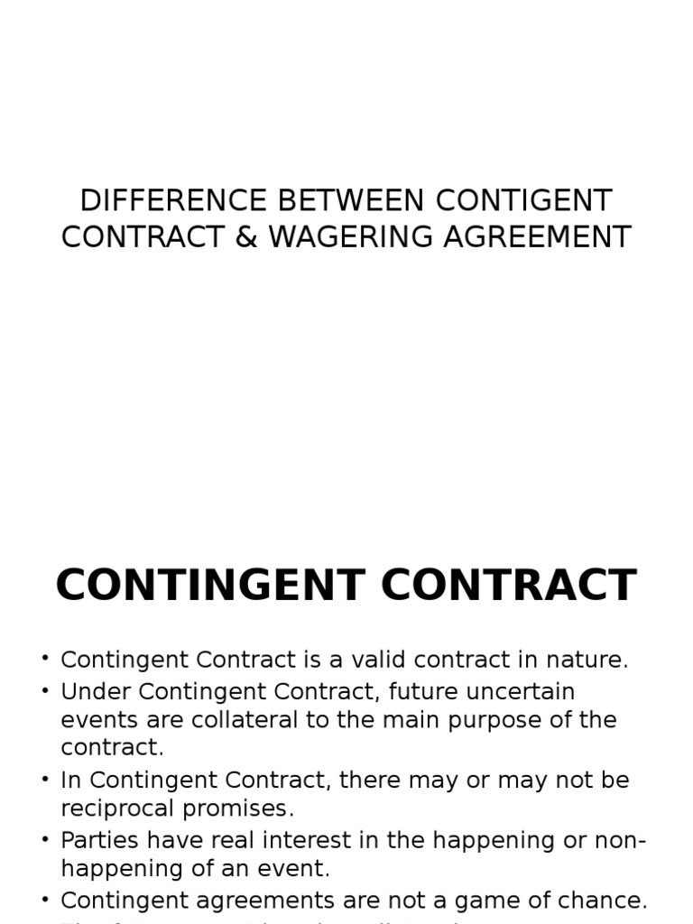 Wagering vs. Contingent Contracts Explained | PDF