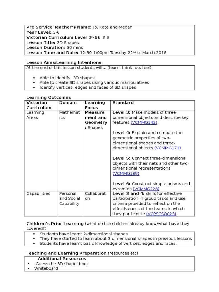 example of presentation in detailed lesson plan