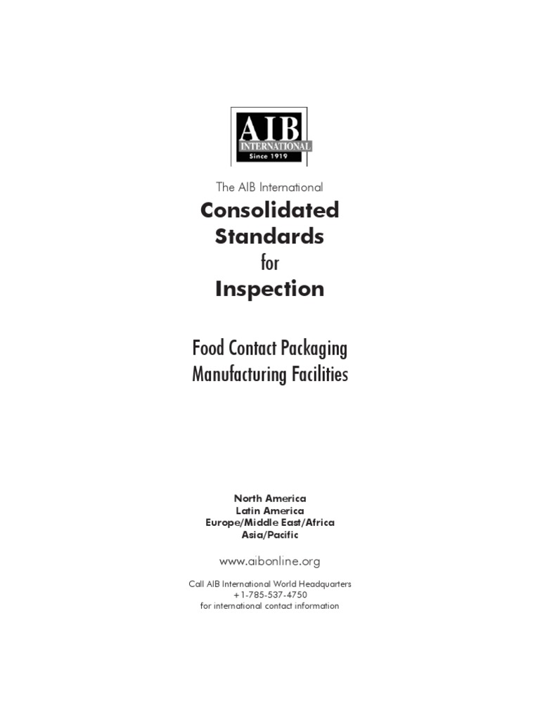 AIB Food Contact Packaging Manufacturing Facilities | PDF | Packaging ...