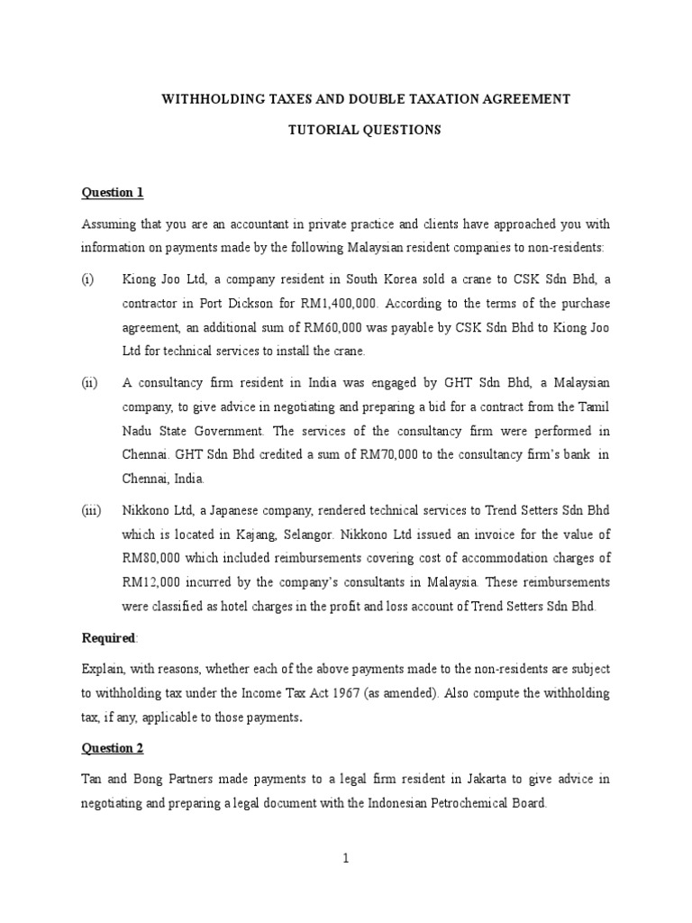 Withholding Tax & Double Taxation Guide | PDF | Royalty Payment ...