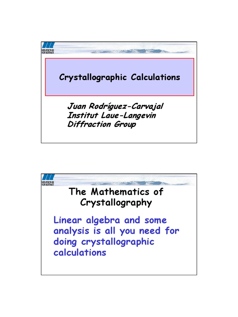Crystallographic Calculations Overview | PDF | Crystal Structure | X ...