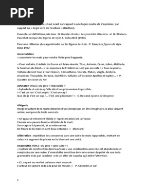 Figures De Style Pdf Metaphore Phrase